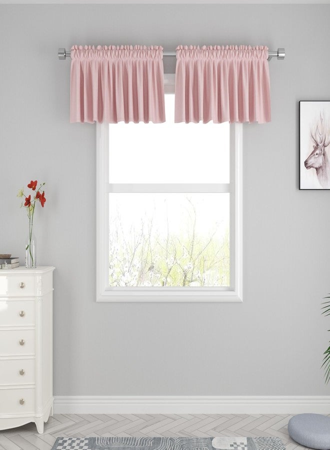 UPOPO Pink Kitchen Tier Curtains 16 inches Long Over Sink Linen Textured Cafe Curtains Short Caravan Bathroom Privacy Small Mini Half Window Curtain Basement 2 Panels Rod Pocket - Image 1
